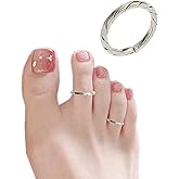 Kakikaki 925 Sterling Silver Twisted Thin Small Adjustable Open Toe Ring for Women