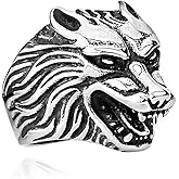 Gungneer Thor Hammer Pendant Viking Mjolnir Necklace for Men with Wolf Head Square King Chain, 316L Stainless Steel, 2X Runes Bead Gift