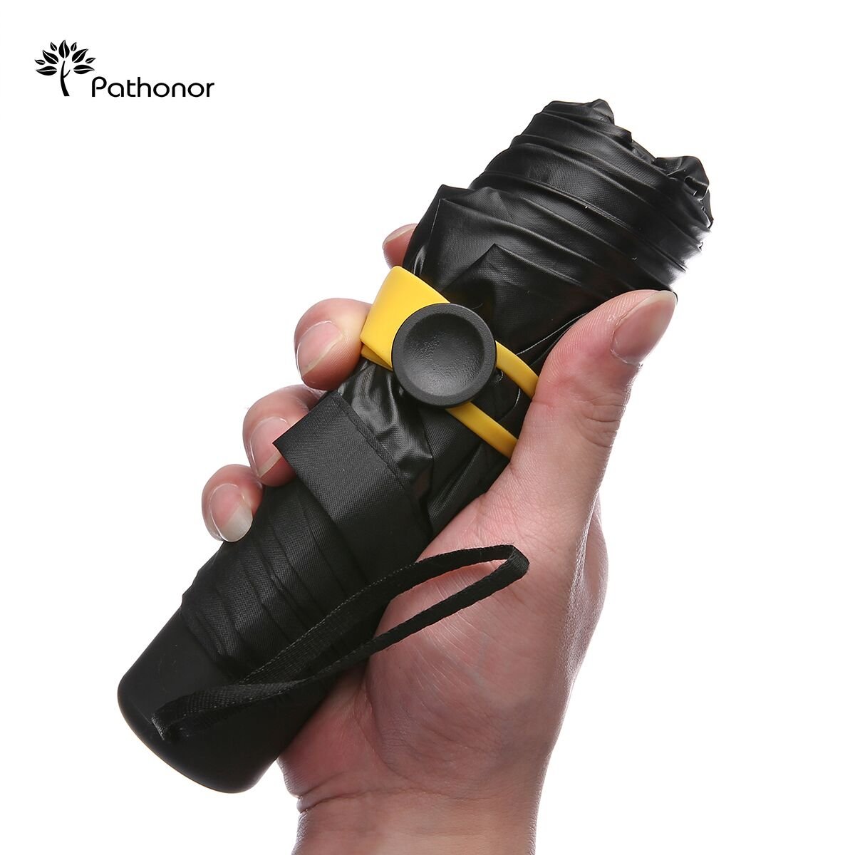 Regenschirm mini leicht, Pathonor Taschenschirm Regenschirm faltender Visier-Sonnenschutz-Regenschirm Im Freien UV-faltender Regenschirm, klein, leicht & kompakt, 180 g(schwarz)