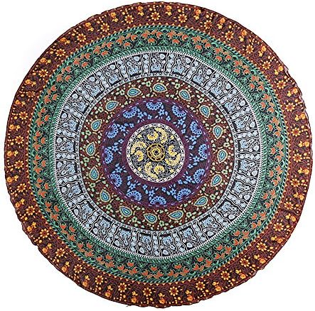 The Coloful Storm Branded Mandala pattern, Beach Throw, Yoga Mat, Picnic Mat , Table throw (Khaki)
