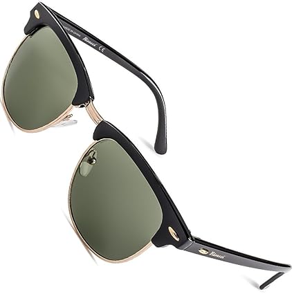 Rivacci Sonnenbrille Herren Damen Vintage Polarisierte - Top Etui & Brillentuch - Unisex Retro Polarized Sunglasses for Men W