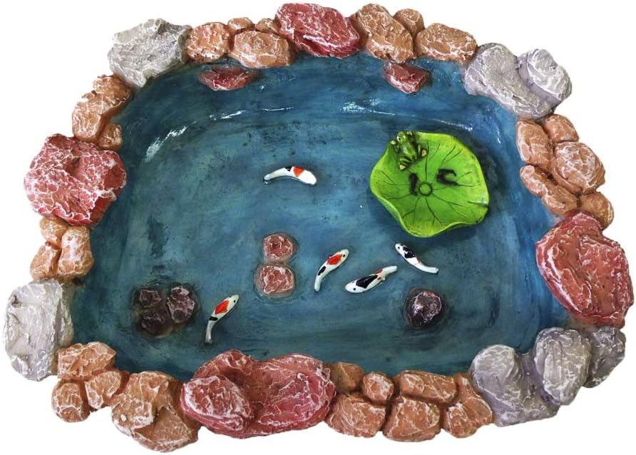 NW Wholesaler Fairy Garden Miniature Koi Pond - 8 Inches - Pond for Fairy Gardens, Enchanted Gardens, Dollhouses, and Miniature Gnome Gardens