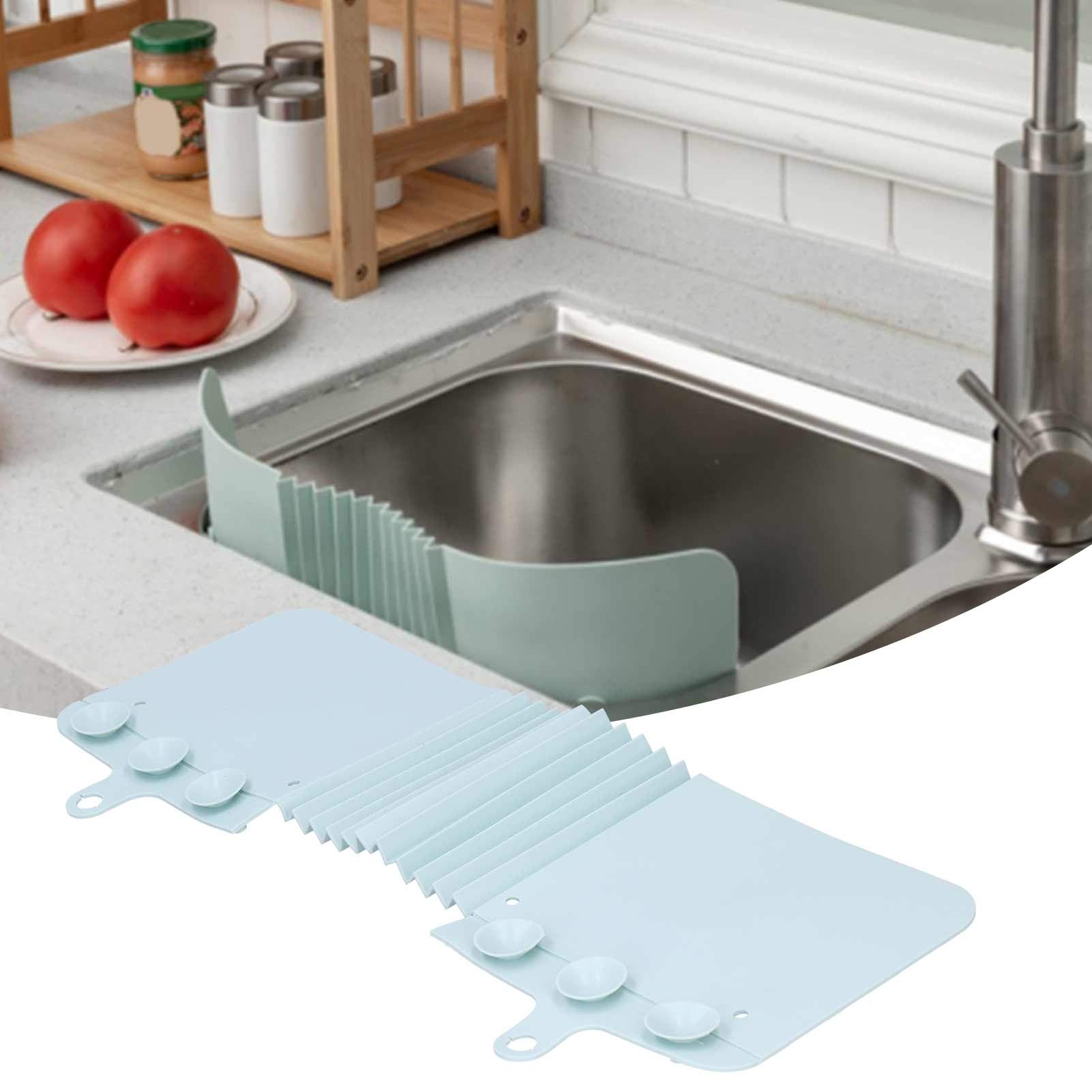 Sink Backsplash Guard, Sink Splash Guard, 16.7x6.7x0.4in Anti Baffle Board Kitchen Accessory Splash Guard Sink Sink Water Splash Guard for Woman for Kitchen(Light Blue)