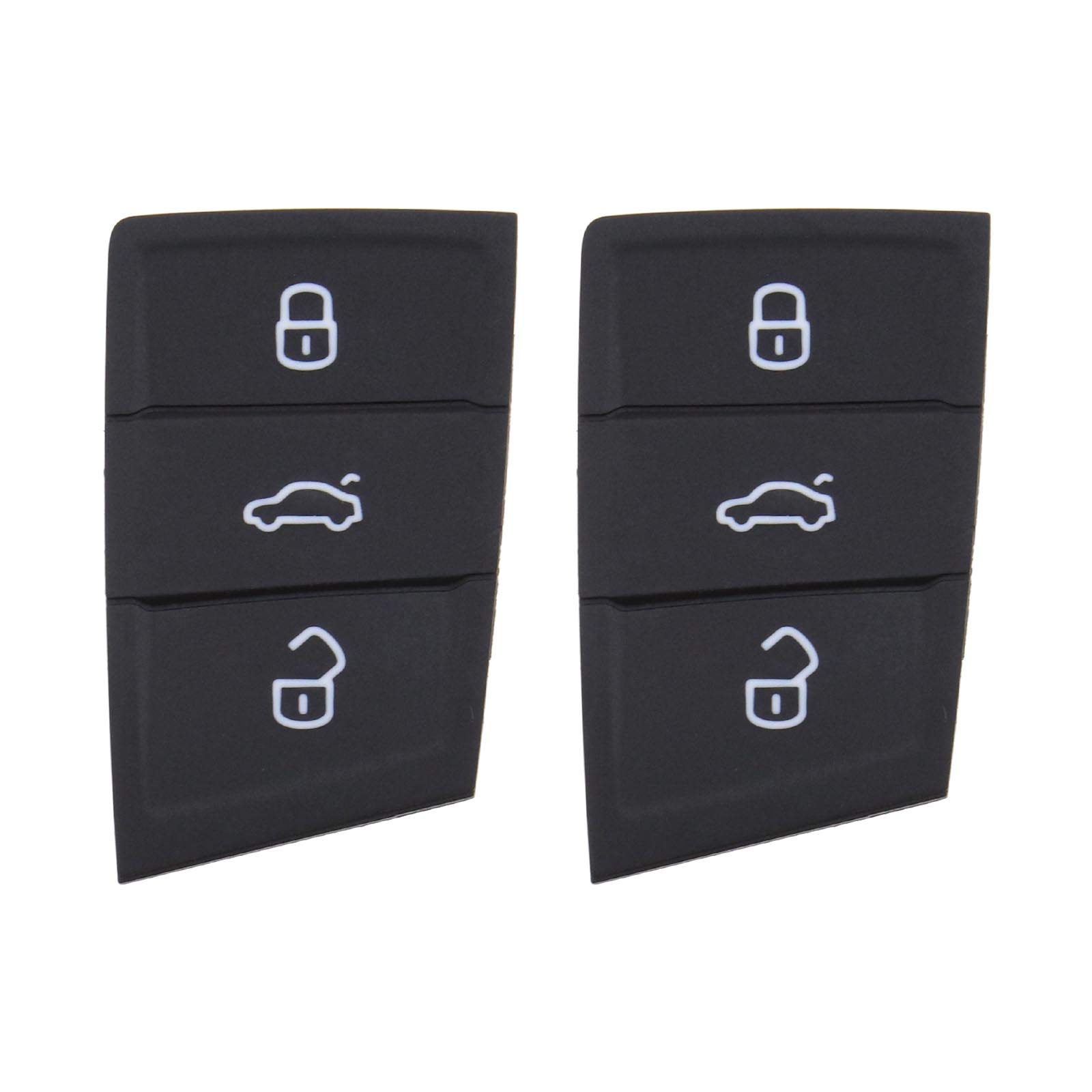 Create idea 2x 3-Button Car Remote Key Fob Replacement Button Pads Black Rubber Keypad for Lock Unlock Trunk Compatible with Polo Golf 7