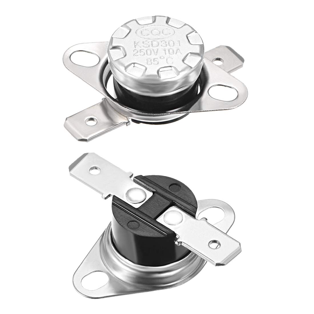 sourcing map KSD301 Thermostat 85°C/185°F 10A Normally Open N.O Adjust Snap Disc Temperature Switch 5pcs,Bakelite Material — image 1