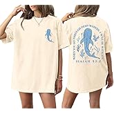 Pinclodly Graphic Tees for Women Whale Shark Short Sleeve Summer Tops Casual Oversized Jesus Shirt Vintage Christian Shirts