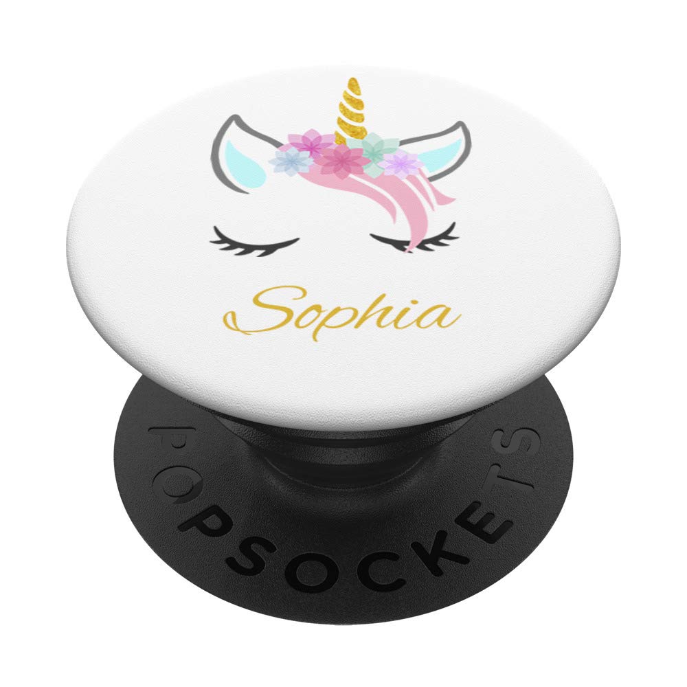 Sophia Name Gift - Personalised Cat Unicorn PopSockets Grip and Stand for Phones and Tablets