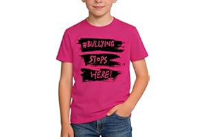 Tshyfiper Pink Shirt Day Kids Boys Anti Bullying T Shirt for Girls Novelty Letter Printed Tee Tops Crew Neck Size 4-12Y