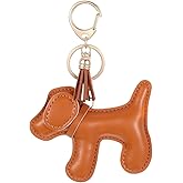 Giantree Leather Dog Keychain, Leather Dog Bag Charm, Dogs Lover Charm Keychain for Purse Handbags Bag Accessories