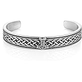 HZMAN Nordic Viking Celtic Knot Bracelet for Men Retro Stainless Steel Cuff Bracelet Infinity Knot Bangle Jewelry Gifts (Thor Hammer)
