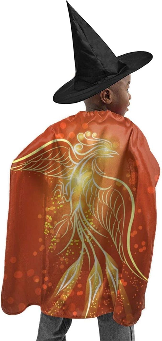 ATHG Kids Halloween Costumes Witch Cloak with Hat 3D