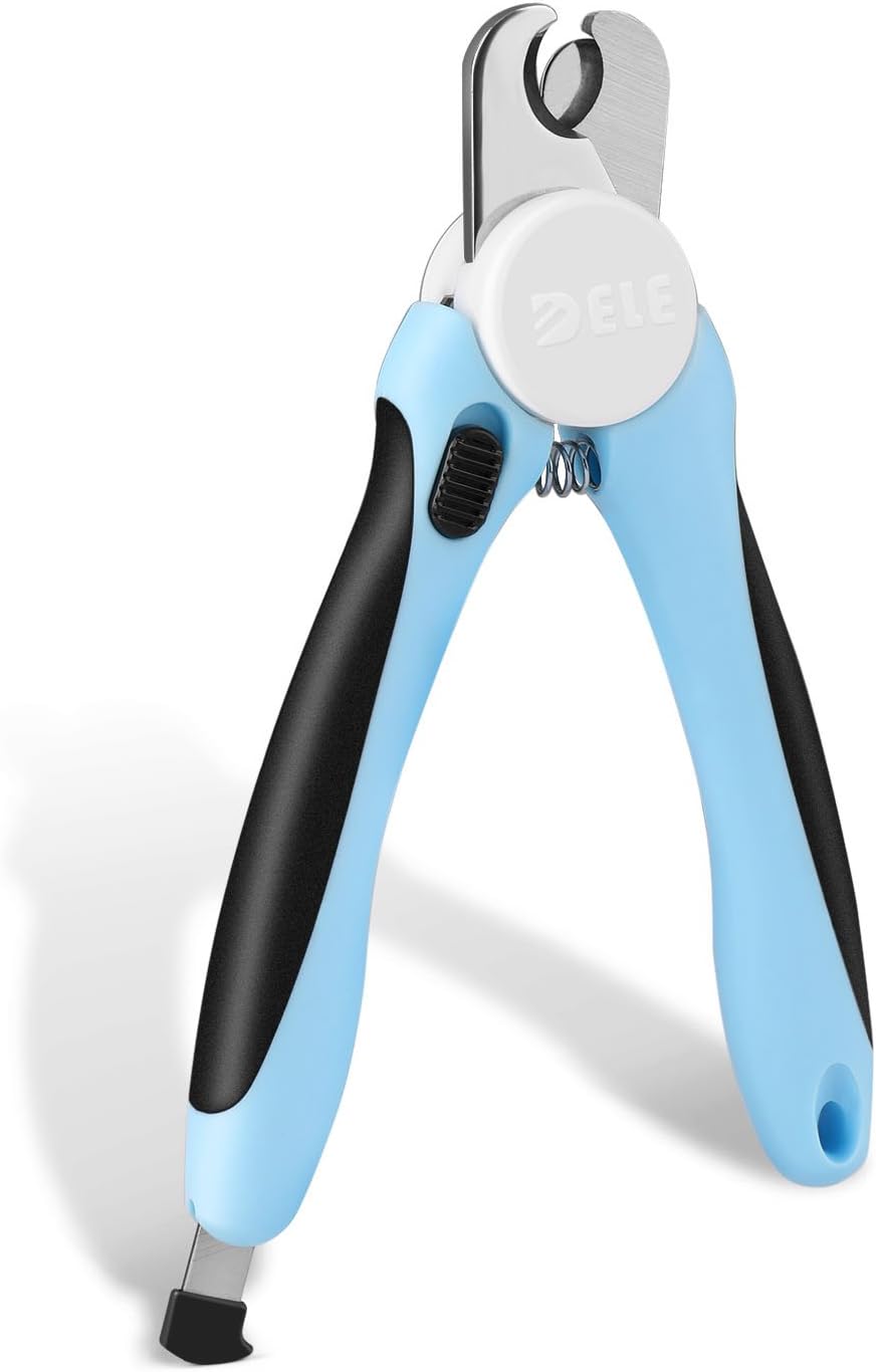 Flexzion Pet Nail Clippers for Dogs & Cats, Stainless Steel Blade Cat Nail Trimmer with Stored Nail File, Safety Guard