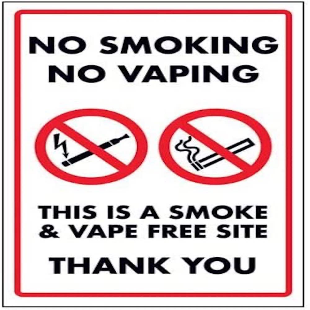 V Safety 57058AN-S No Smoking No Vaping/This is a Smoke & Vape Free Zone Sign - 150mm x 200mm - Self Adhesive