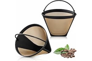 2Pack Reusable #4 Cone Coffee Filter,8-12 Cup Gold Permanent Filter, Compatiable with Cuissinart N‘inja Hamiliton Beach Dual 