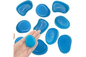 QTTLLI 10Pcs 1.7" Large Glow Pebbles Glow in The Dark Decorative Stones Rocks for Garden Path Walkway Yard Fish Tank, Blue