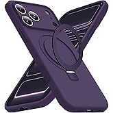 SKYLMW Compatible with iPhone 17 Pro Max Case with Magnetic Invisible Stand Compatible with Mag-Safe Military Drop Tested Shockproof Silicone iPhone 17 Pro Max Phone Cases for Women Men 6.9",Purple