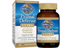 Garden of Life Probiotics for Digestive Health Balance, Primal Defense Ultra Ultimate Formula, 15 Billion CFU and 13 Strains Plus HSOs, Vegetarian and Gluten Free, 90 Capsules