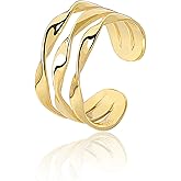 WPPHXY Handmade Ring 14K Gold Plated Stacking Rings Open Adjustable Chunky Statement Rings Thumb Band Rings for Women