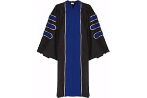 Ariro Doctoral Graduation Gown/Faculty Doctoral Regalia Royal Blue Velvet with Gold Piping