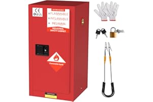 YOEXTO Flammable Storage Cabinet 18" x 18" x 35.5", 25 Gallon Galvanized Steel Flammable Cabinet, fire Resistant Cabinet, Fireproof Cabinet for Flammable Liquid Cabinet, Chemical, Red