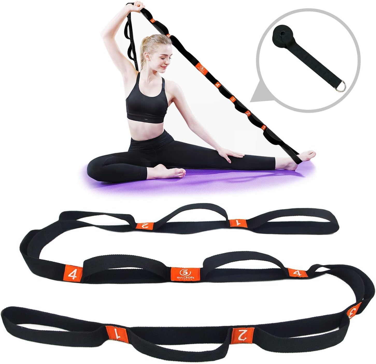 5BILLION Correa Yoga & Stretch Strap - Ancho de 4cm - Yoga Strap ...