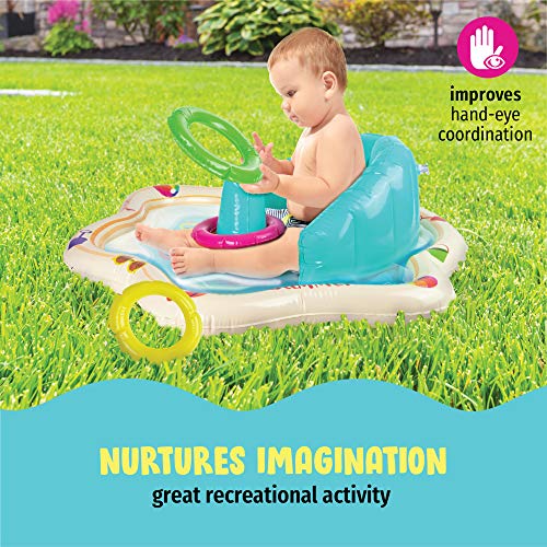 Inflatable Baby Splash Mat with Backrest & Fun Stackable Rings