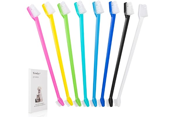 Newday Dog Toothbrush Set of 8 - Dual Headed, Dental Hygiene Convenient Soft Toothbrush to Clean pet Teeth, Dog Tooth Brushes