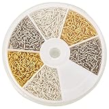 Pandahall Elite 1 Box 700PCS Golden Silver Platinum Iron Screw Eye Pin Bail Peg for Half-drilled Beads 8mm/10mm