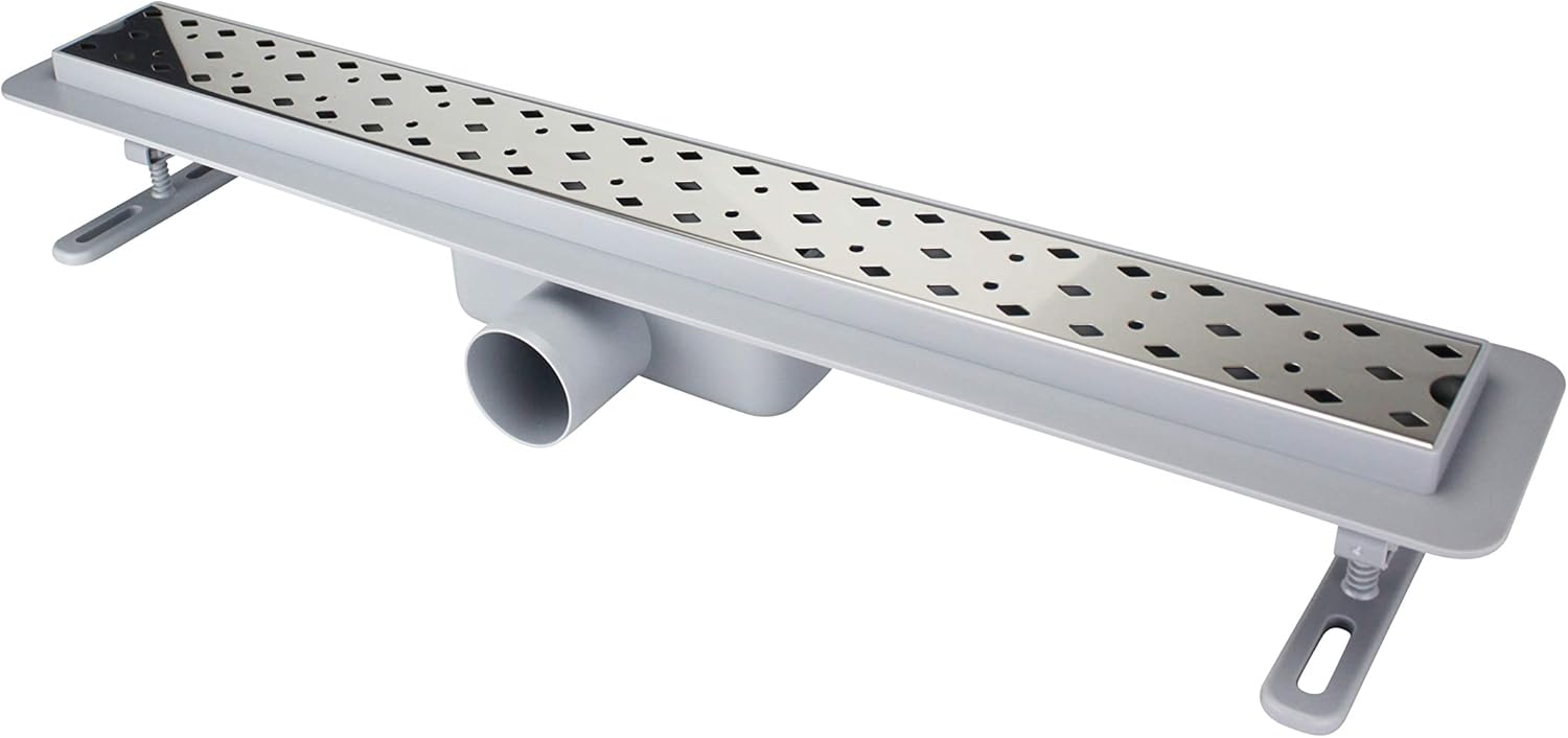 Mendler Canaletta Doccia In Acciaio Inox HWC-D95c - 15x15 Cm, Regolabile, Con Sifone E Filtro, Carico Max 200kg - 3