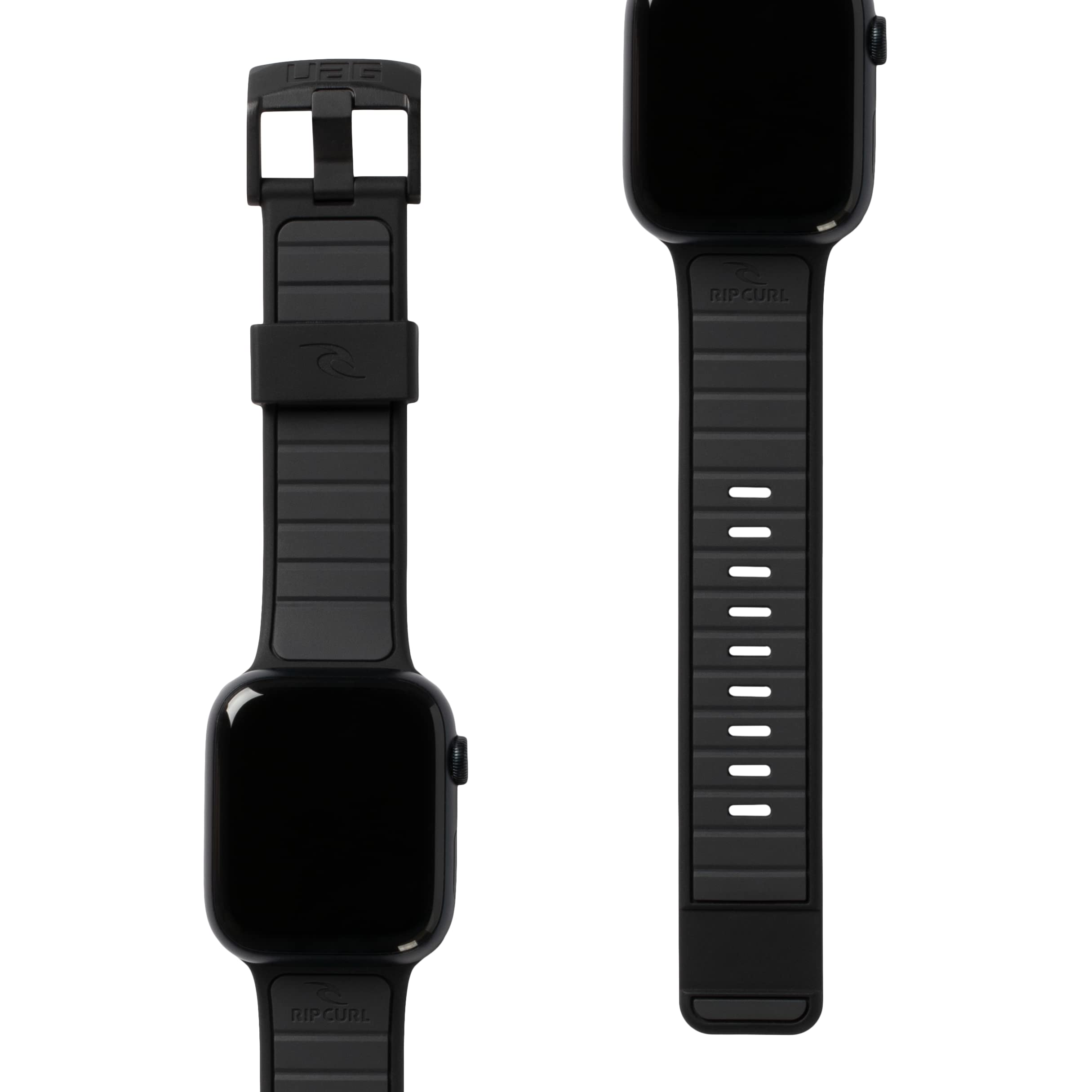URBAN ARMOR GEAR RIP CURL x UAG Compatible with Apple Watch Band 49/46/45/44mm iWatch Series Ultra 3/Ultra 2/Ultra/4-11/SE3/SE2/SE Soft Silicone Adjustable Replacement Strap, Torquay Black Graphite