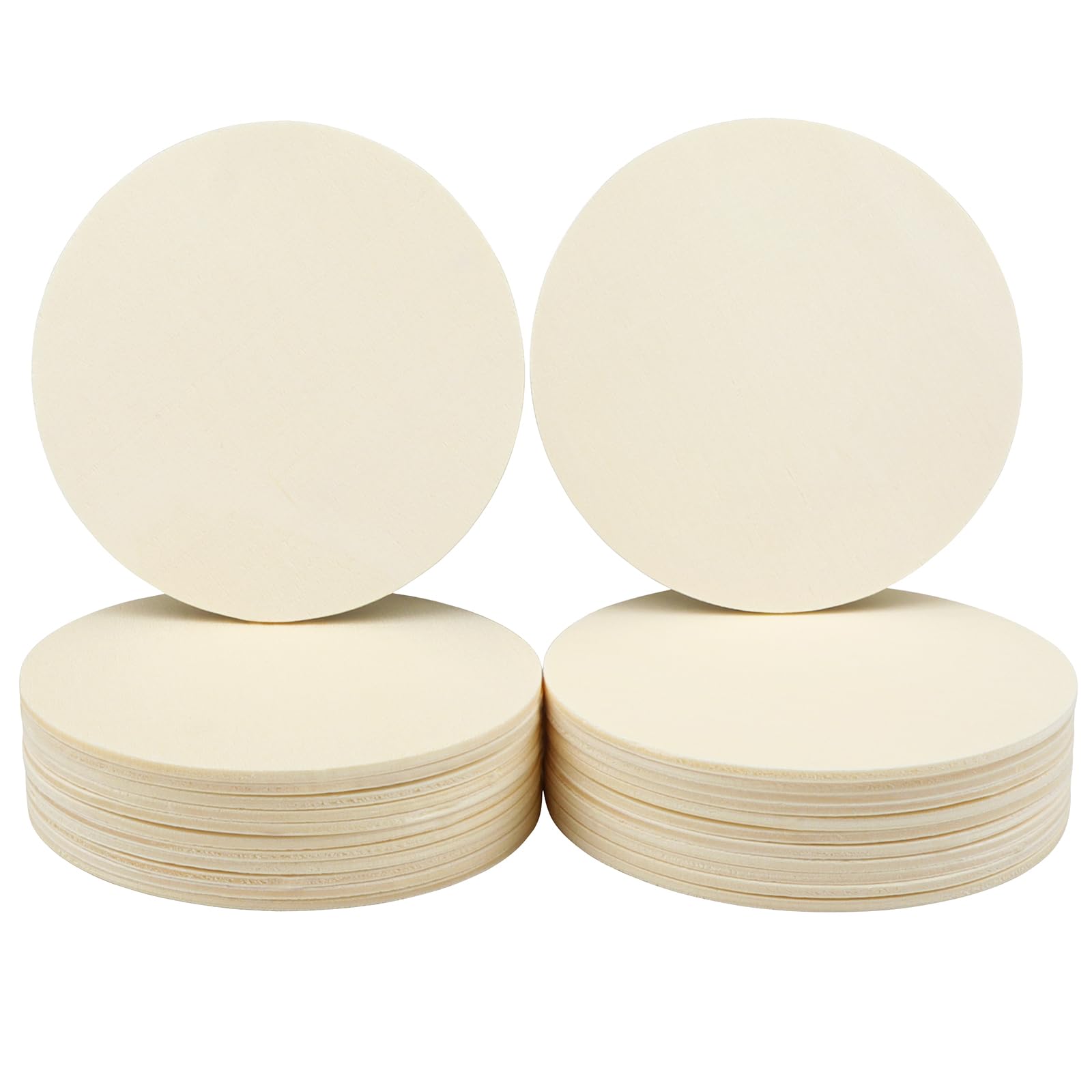 Wooden Circle, DOITEM 24 Pcs 10cm/4inch Rounds Wooden Cutouts for Crafts, Round Wood Slices for Pyrography,Painting and Christmas Decorations
