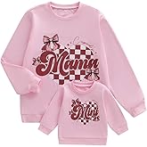 Canis Family Matching Mommy and Me Valentines Sweatshirt Cupid's Mama Mini Love Heart Coquette Bow Crewneck Pullover Top