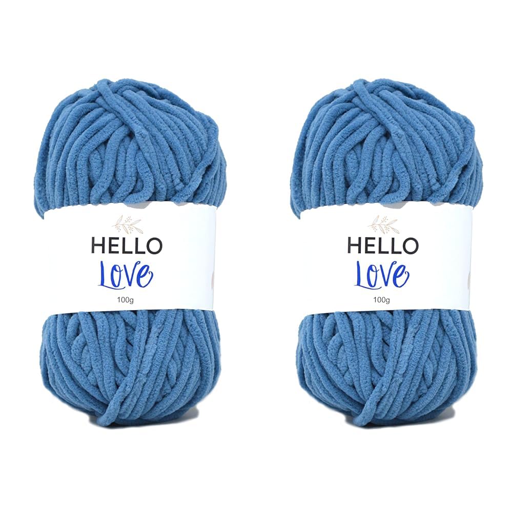 Hello Love Medium Blue 100g Polyester Yarn (Pack of 2)