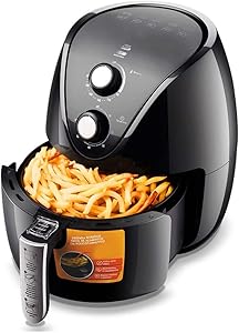 3.5L Air Fryer, Timer and Temperature Controls, 1500-Watts with Recipes, Personal Compact Space Saving Electric Hot Air Fryer Oil-Less Healthy Cooker