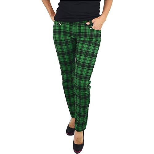 Lost Queen Plaid Check Skinny Jeans Punk Rock Funky