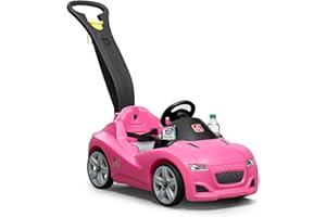 Step2 Whisper Ride Cruiser Kids Push Car, Ride On Toy, Stroller Substitute, Includes Seat Belt & Horn, Made of Durable Plastic, Max Weight 50 lbs., For Toddlers 1.5-4 Years Old, Pink