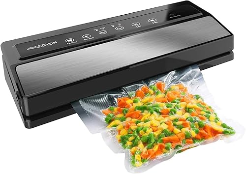 GERYON Vacuum Sealer, Vacuum Sealer Machine for Food Storage with Sealer  Bags Roll, Automatic Food Sealer for Sous Vide, Compact Design, LED  Lights,