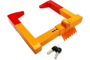 ZONETECH Security Wheel Clamp Chock Lock- Trailer Clamp Boot Tire Claw - Premium Quality Heavy Duty Stabilizer Anti- Theft -Protective for Parking Car, Trailer, Truck and SUV Bright Red/Yellow…