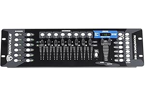 Rockville ROCKFORCE 192-Channel DMX Lighting Controller, Sound-Activated, Programmable Scenes, LED Display, for DJs and Live Events
