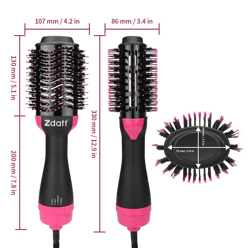 ZDATT Hair Dryer Volumizer, 4 in 1 Salon Styling Hot Air Brush and Styler, Negative Ion Straightening Brush Curl Brush, Multi-functiona(AA) : Beauty