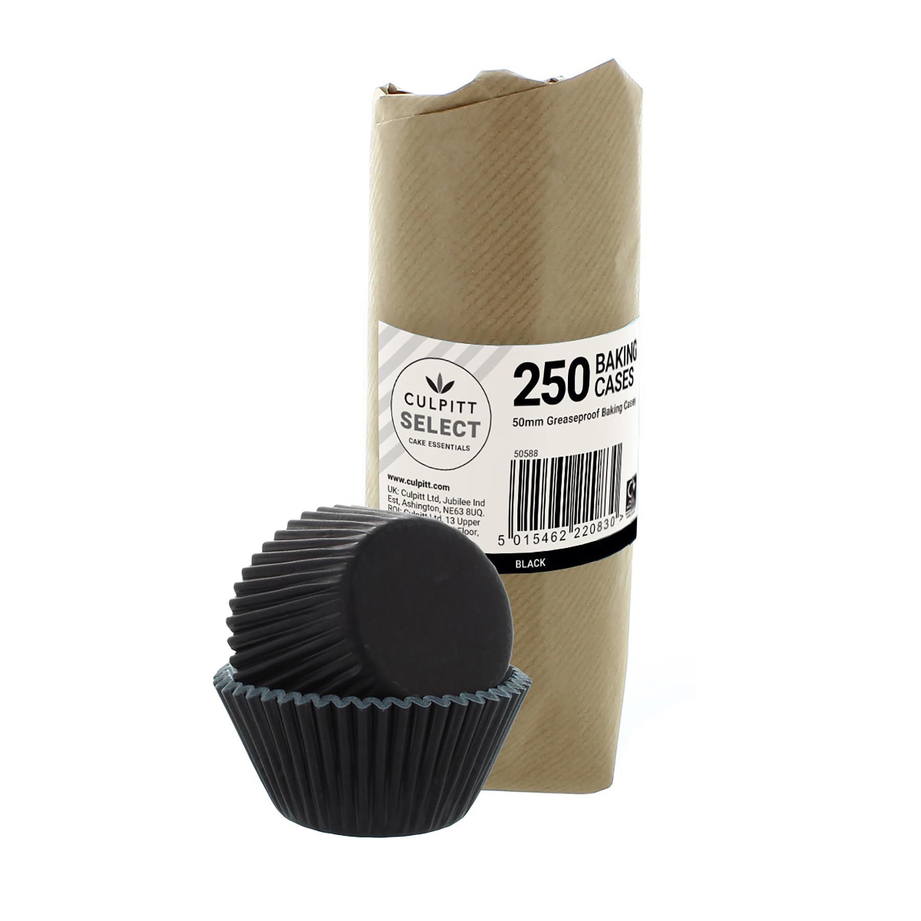 Culpitt Select Black Baking Cases, Greaseproof Paper Baking Cups, 50mm Cupcake Cases - Extra Large Pack of 250
