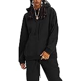 Flygo Womens Fleece 2 Piece Outfits Lounge Hoodie Sweatsuits Sets Oversized Sweatshirt Baggy Sweatpants Set W/Pockets