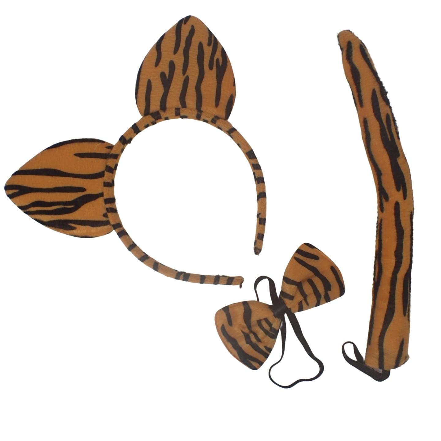 Topkids Accessories Animal Headband for Kids & Toddlers, Animal Ears, Fancy Dress, World Book Day Costumes, Kids Dress up, Halloween (Tiger w/Tail & Bow Tie)