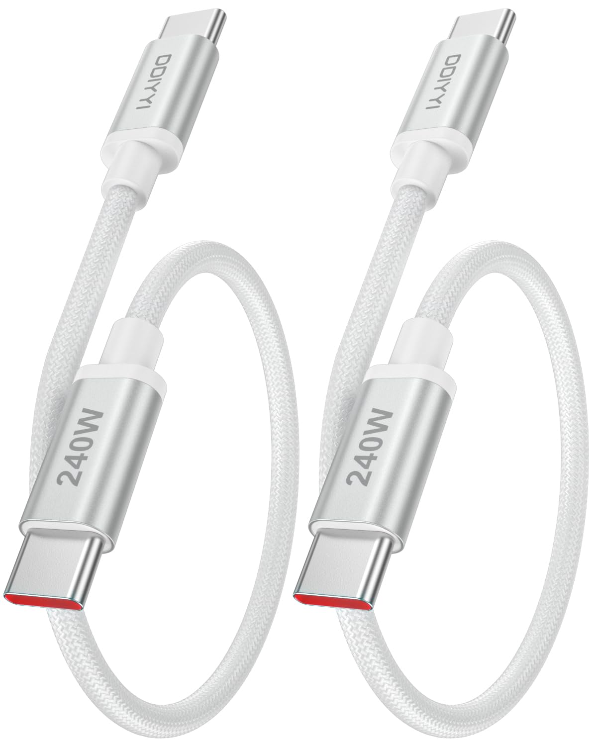 Photo 1 of 240W 100W Short USB C to USB C Cable 1ft 2-Pack, PD3.1 Fast Charging USBC Type C Charger Cord Braided for iPhone 17 Air 17 16 Pro Max 12 Inch Portable Cord MacBook Pro Samsung etc.(White)(0.3M)