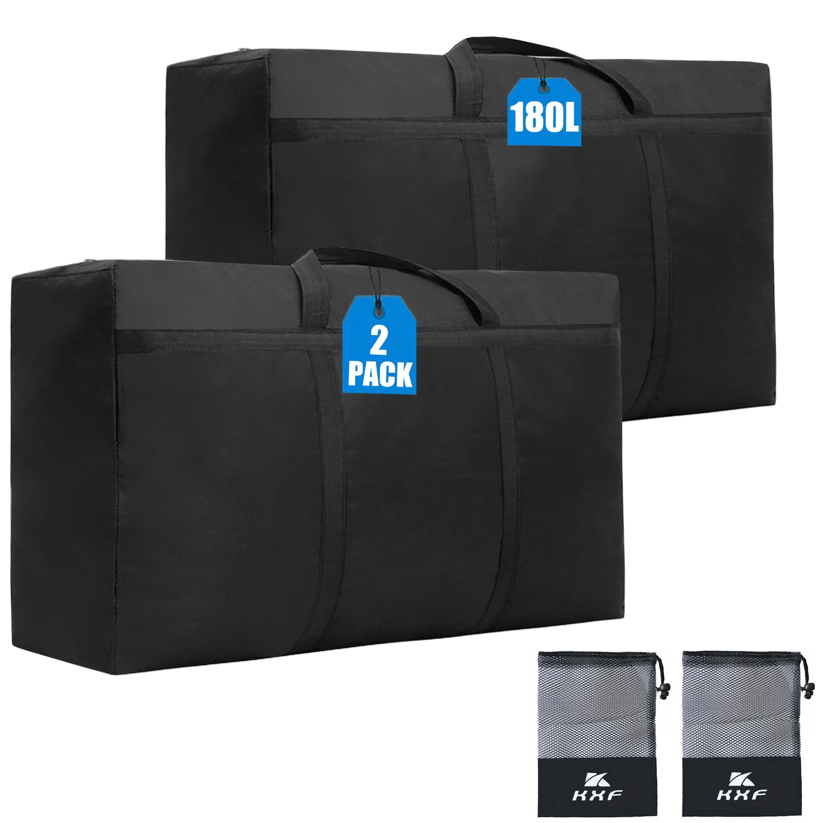 KXF 2 Packs 180L Extra Large Storage Bag Waterproof Heavy Duty Moving Bag Sturdy Space Saver Saving Organiser Underbed Storage Organizer Large Clothes Box Packing Boxes for Duvet Blankets Bedding