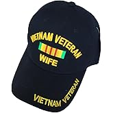 Vietnam Veteran Wife Baseball Cap, Black with Service Ribbon, Military Family Hat