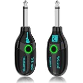 BEEONE Wireless Guitar System 2.4GHz with 4 Channels，Rechargeable Audio Wireless Guitar Transmitter Receiver for Guitar Bass Electric Instruments (Black)