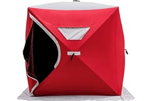Flousher Ice Fishing Shelter Tent 3-Person Pop Up House Portable Outdoor Fish Equipment 300D Oxford Fabric Ice Fish Shelter 8