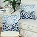 CaliTime Pack of 2 Cozy Fleece Throw Pillow Cases Covers for Couch Bed Sofa Manual Hand Painted Print Colorful Dahlia Compass 18 X 18 Inches Navy