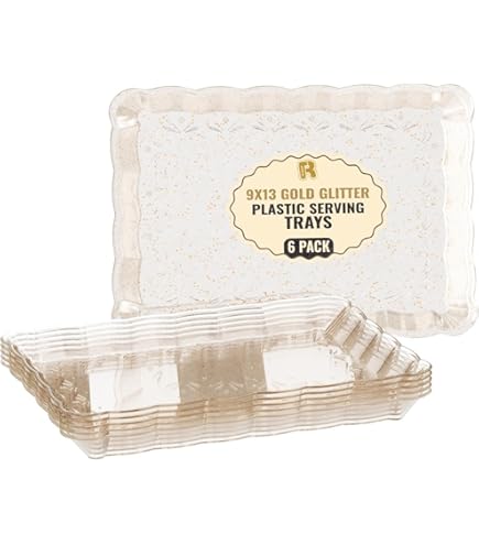 12 Pcs White And Gold Rim Plastic Serving Trays, Disposable - View #9